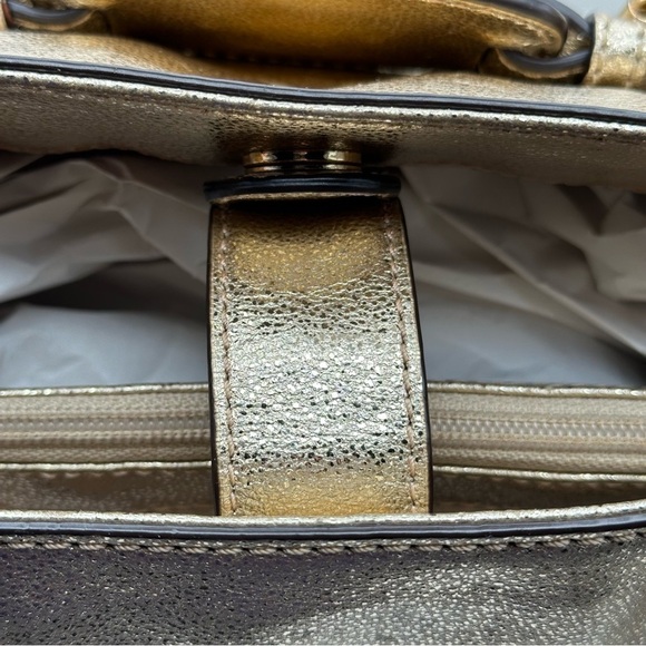 Michael Kors MK Satchel Tote Bag Pale Gold Hamilton Leather East West Large - Picture 9 of 16